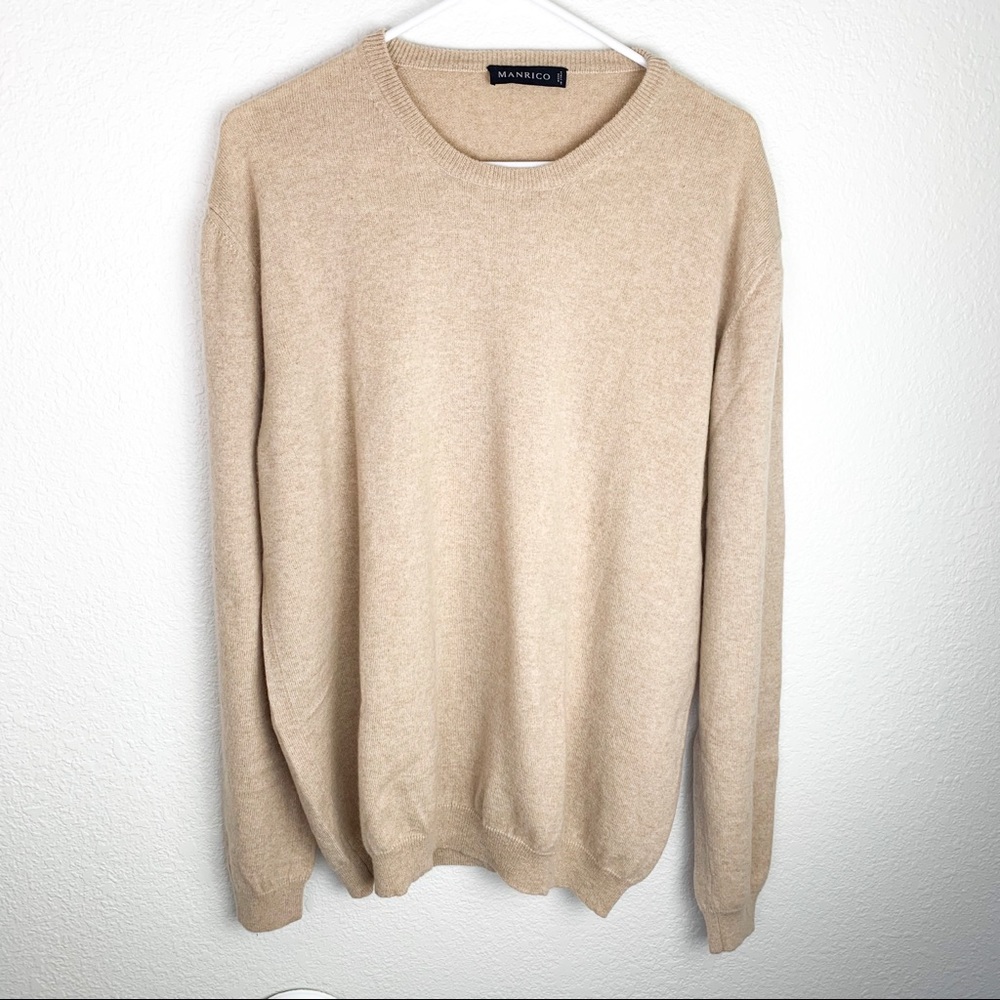 Manrico Beige Cashmere Sweater- Size 54